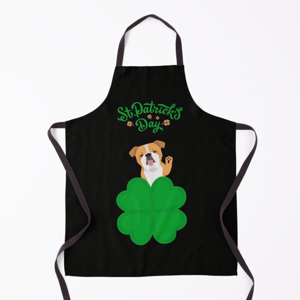 Item preview, English Bulldog Dog behind Cloverleaf with St. Patrick's Day Sign designed and sold by SeasonalDogs.