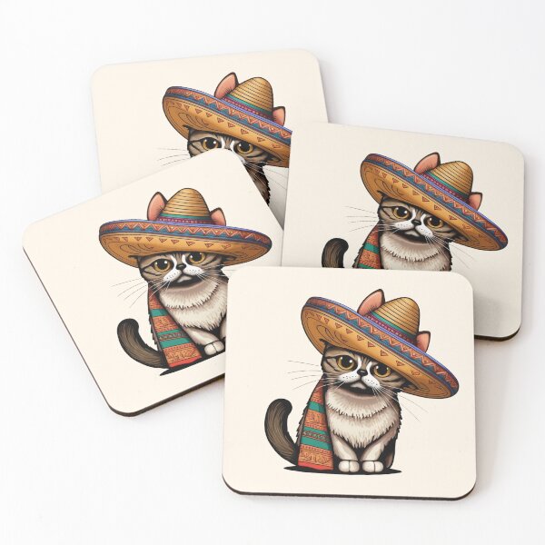 Item preview, colorful cat with a Mexican sombrero  designed and sold by ExplodedToons.