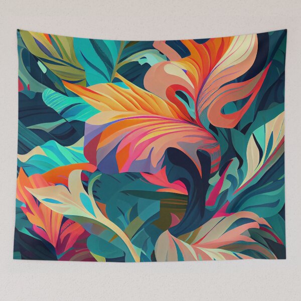 Item preview, Flat Swirling Impressionist Saturated Tropical Pattern Digital Painting designed and sold by CodeAndColors.