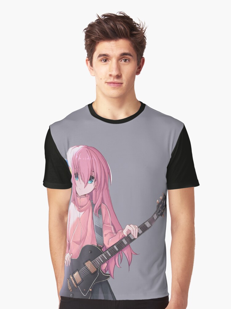 Aperçu 1 sur 5. T-shirt graphique avec l'œuvre GUITARE HITORI GOTOU créée et vendue par Weebo-worldd.