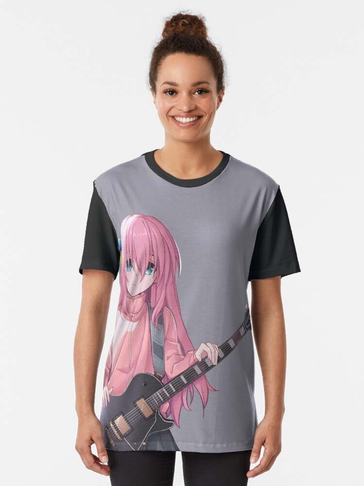 Aperçu 2 sur 5. T-shirt graphique avec l'œuvre GUITARE HITORI GOTOU créée et vendue par Weebo-worldd.