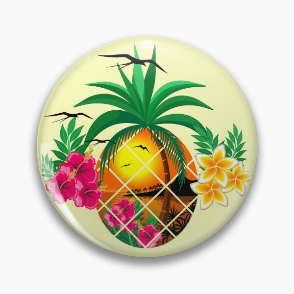 Item preview, Pineapple Tropical Sunset, Palm Tree and Flowers designed and sold by BluedarkArt.