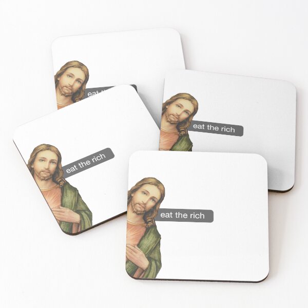 Aperçu de l'œuvre Sticker jesus mange les riches créée et vendue par poletovski.
