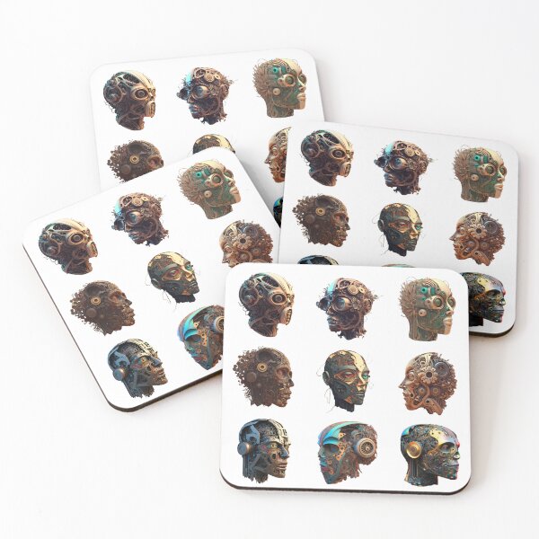 Item preview, Sticker Set: Cyborg Heads | The Singularity | Artificial Intelligence | Dystopian Cyborg | The Future | Machine Woman | Humanoid designed and sold by Synthetic-Intel.
