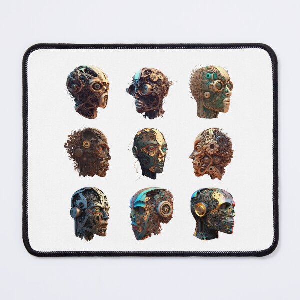 Item preview, Sticker Set: Cyborg Heads | The Singularity | Artificial Intelligence | Dystopian Cyborg | The Future | Machine Woman | Humanoid designed and sold by Synthetic-Intel.