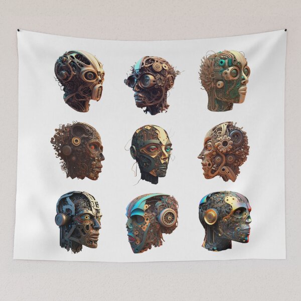 Item preview, Sticker Set: Cyborg Heads | The Singularity | Artificial Intelligence | Dystopian Cyborg | The Future | Machine Woman | Humanoid designed and sold by Synthetic-Intel.