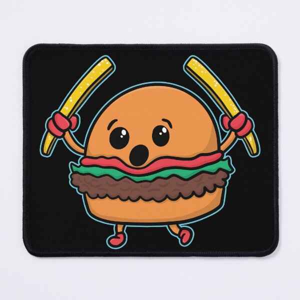 Item preview, Playful Food Cartoon Hamburger Holding Fries Burger designed and sold by wrestletoys.