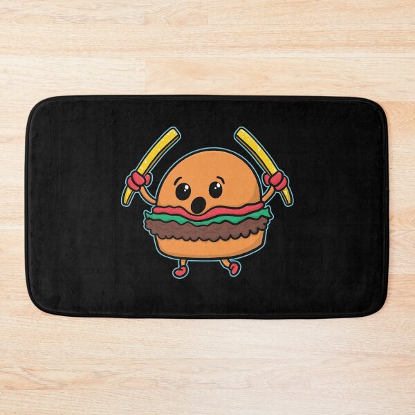Item preview, Playful Food Cartoon Hamburger Holding Fries Burger designed and sold by wrestletoys.