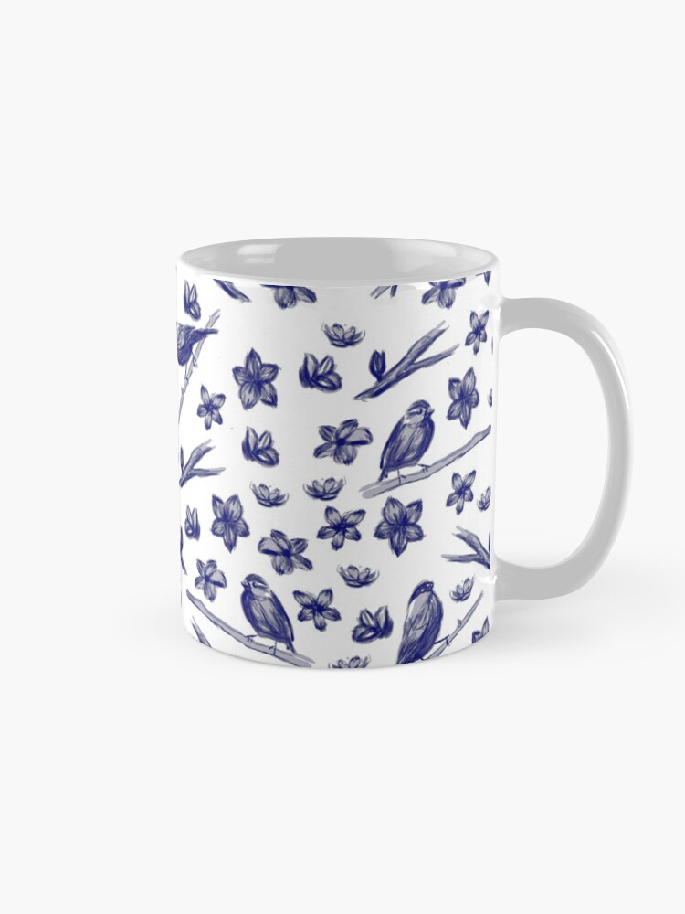 Coffee Mug, Blue finches designed and sold by Kathryn  Grace