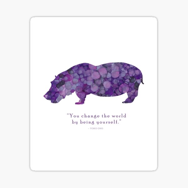 Item preview, Purple Hippopotomus with Be Yourself Quote - Original Alcohol Ink designed and sold by Amber Summers Fine Art and Earth Studio.