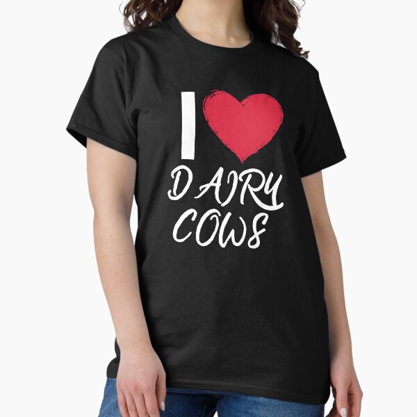 Vista previa del artículo con la obra «Versión negra de I love Dairy Cows», diseñado y vendido por FarmsteadAcers.