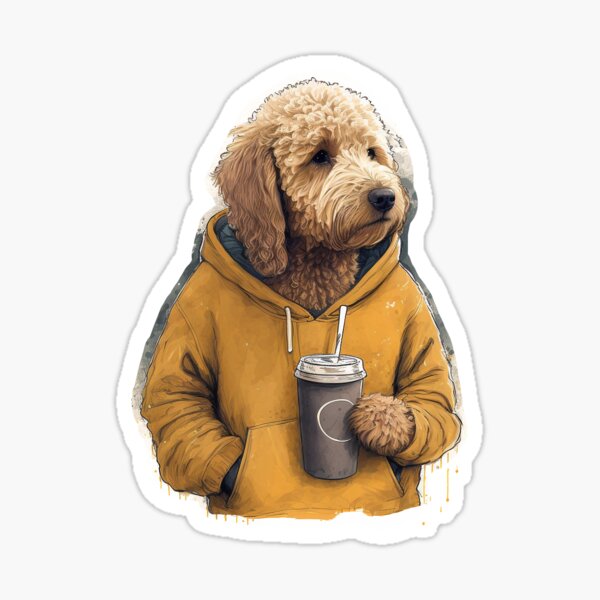 Item preview, A Golden Doodle Drinking Coffee designed and sold by motionbymarco.