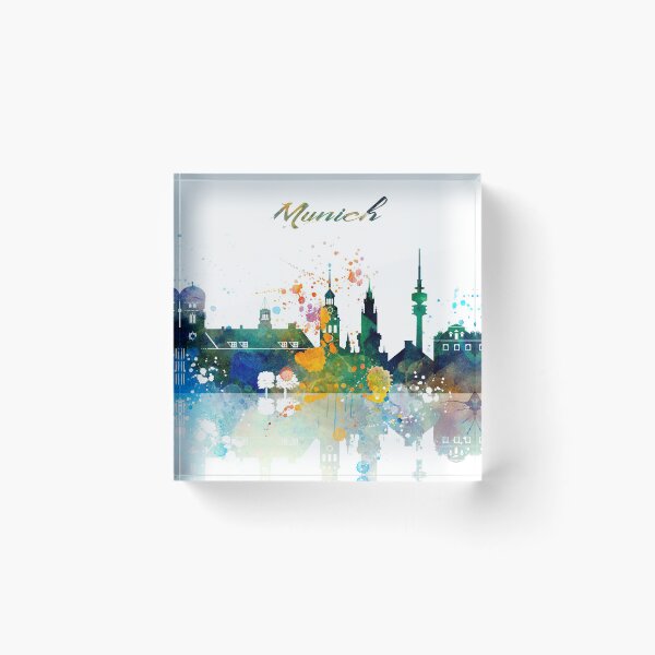 Item preview, Munich Germany Watercolor skyline designed and sold by DimDom.