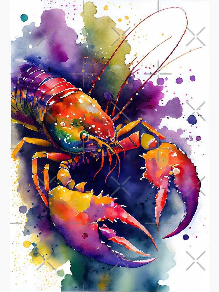 Mardi Gras Crayfish Crawfish Rainbow Festive Colors Watercolor