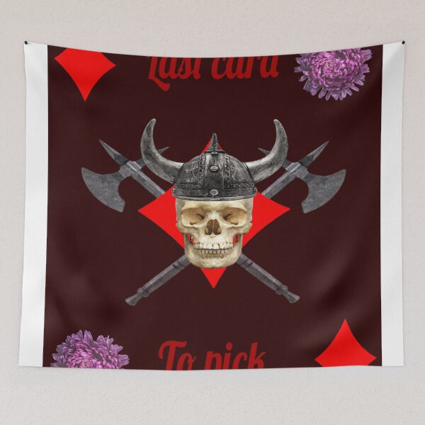 Item preview, Last card to pick, skull viking warrior, diamond card, black designed and sold by Lacasadellora.