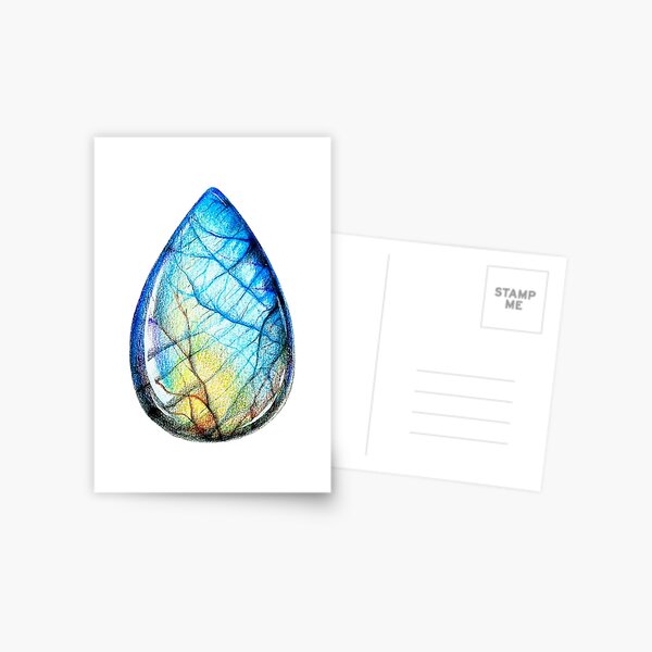 Colored pencils labradorite crystal gem Postcard