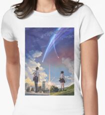 Camiseta entallada para mujer Kimi no na wa poster de alta calidad