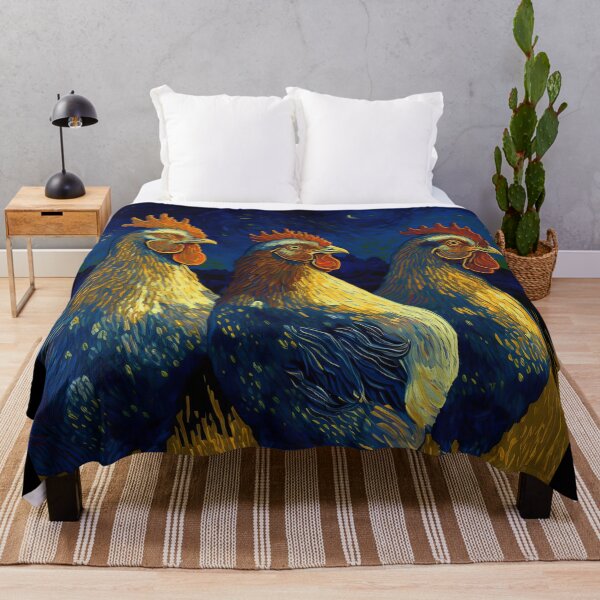 Item preview, Three Roosters in the Style of Van Gogh's The Starry Night designed and sold by newnomads-art.