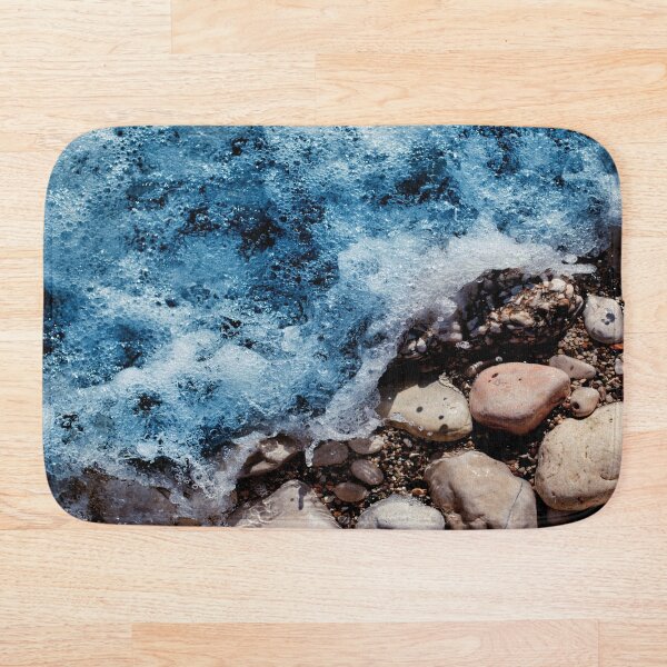 Item preview, Rocky, Beach With Splashing Deep Blue Water Against The Rocks. designed and sold by I-Desire.