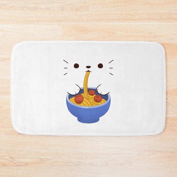 Aperçu de l'œuvre Chat mangeant des spaghettis et des boulettes de viande créée et vendue par Mossysplashart.