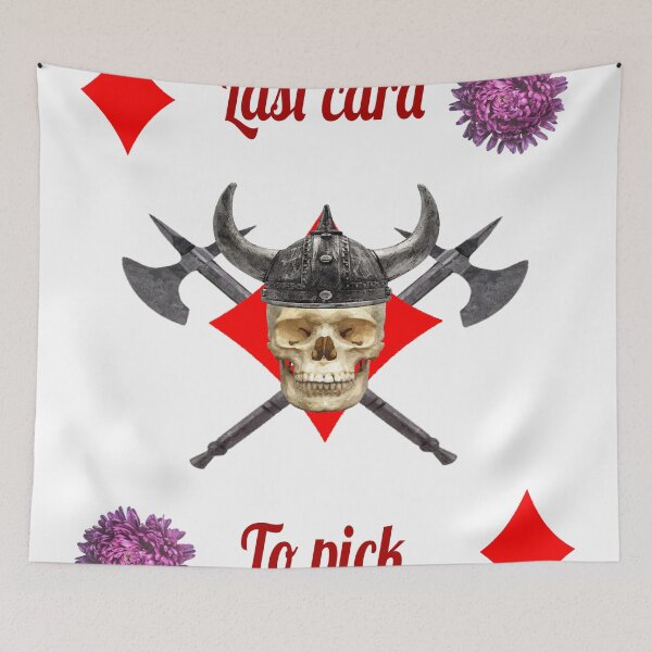 Item preview, Last card to pick, skull viking warrior, diamond card, white designed and sold by Lacasadellora.