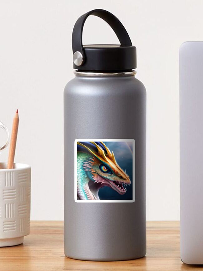 Thumbnail 1 of 3, Sticker, Rainbow Dragon with Rainbow Eyes designed and sold by dragynrain.