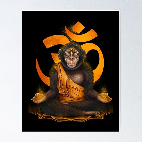 A monkey is meditating while listening to music. Essential T-Shirt for  Sale by DAEWI PARK