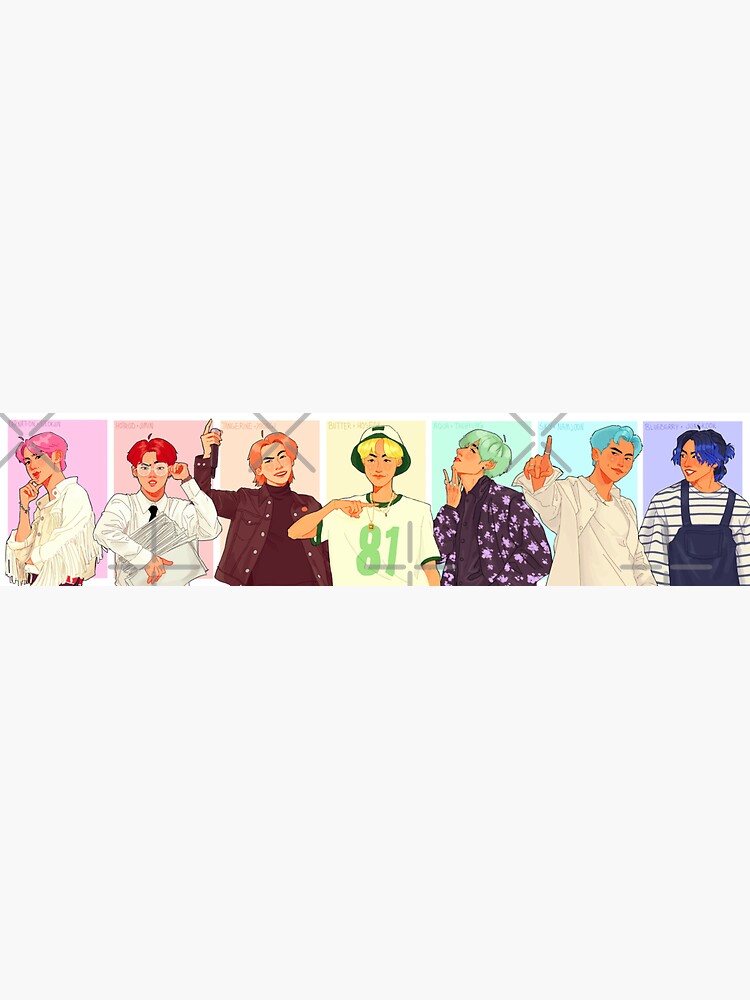 Thumbnail 3 von 3, Sticker, Regenbogen-Bangtan 2 designt und verkauft von BasketOfLoquats.