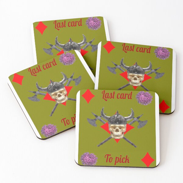 Item preview, Last card to pick, skull viking warrior, diamond card, green designed and sold by Lacasadellora.