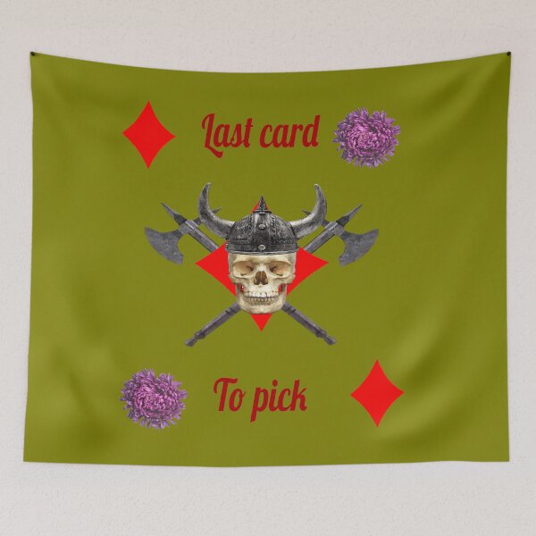 Item preview, Last card to pick, skull viking warrior, diamond card, green designed and sold by Lacasadellora.
