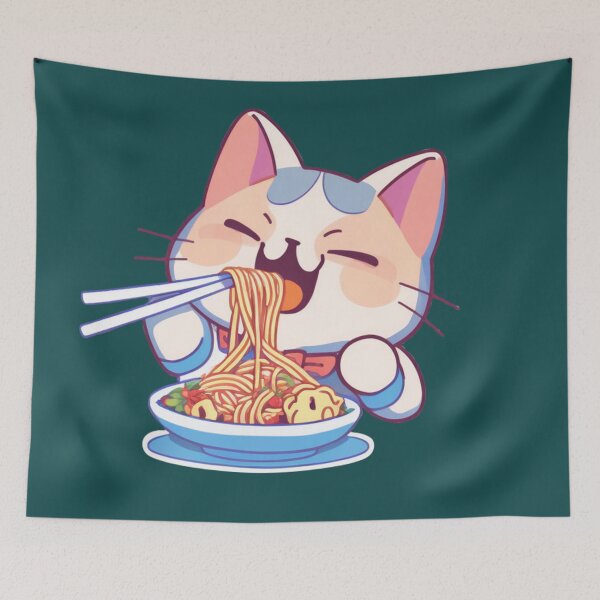 Item preview, cat eating spaghetti designed and sold by via-colab.