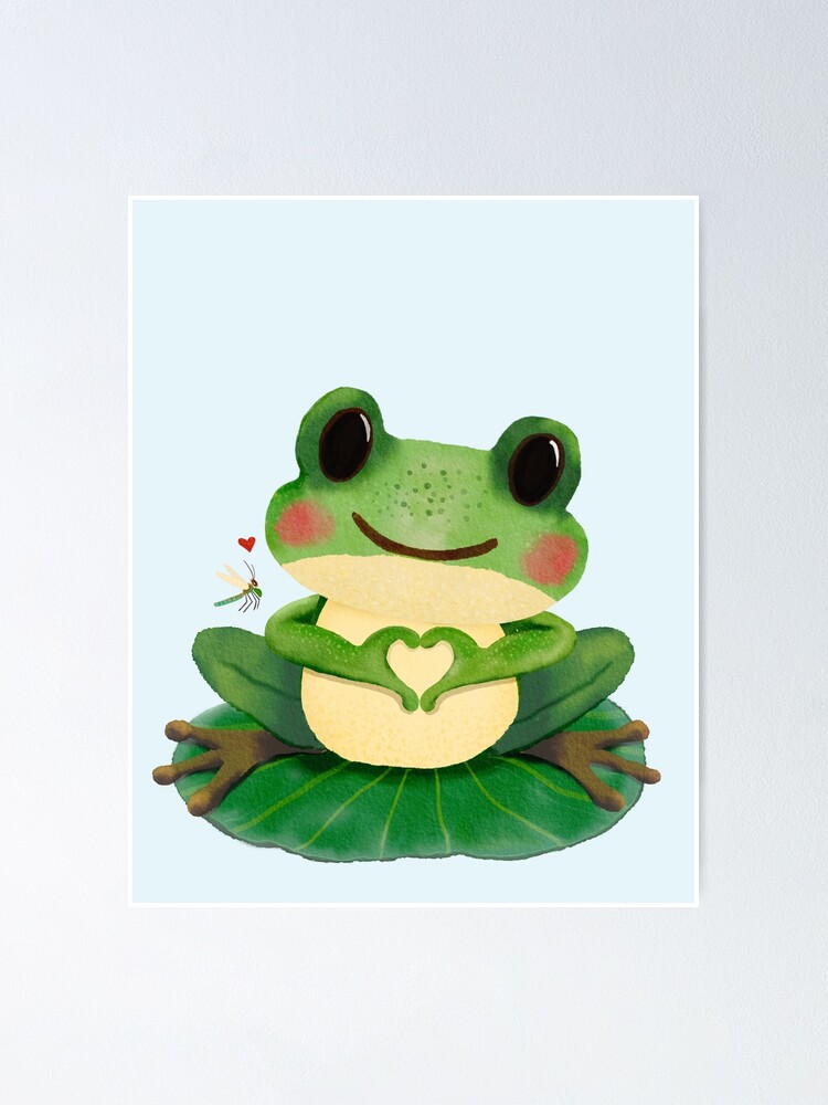Valentines day.Seamless patern of cute smile face frog with heart