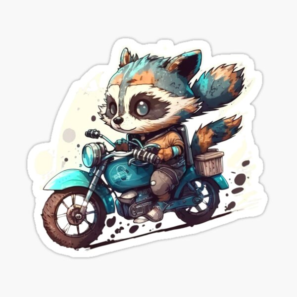 Item preview, Raccoon Scooter Sticker designed and sold by Cute Critters Stickers.