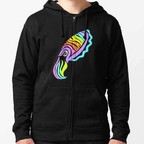 Deep-sea Neon - Tribalish Cuttlefish Zipped Hoodie