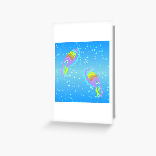 Deep-sea Neon - Tribalish Cuttlefish Greeting Card