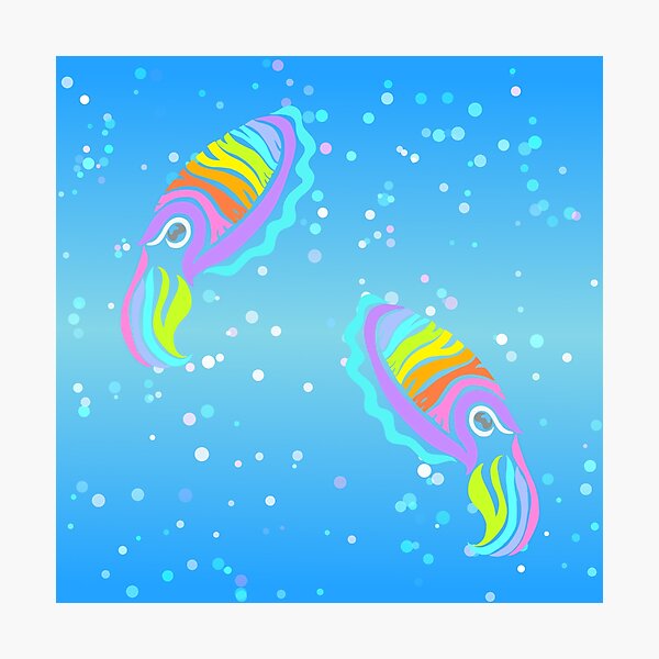 Deep-sea Neon - Tribalish Cuttlefish Photographic Print