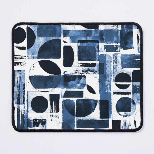 Item preview, Abstract grunge geometric shapes contemporary art blue navy indigo color seamless pattern  designed and sold by olgersart.