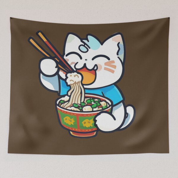 Item preview, cat eating spaghetti designed and sold by via-colab.