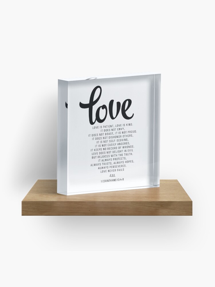 Thumbnail 1 of 5, Acrylic Block, Love is patient, Love is kind, 1 Corinthians 13:4-8 designed and sold by MentDesigns.