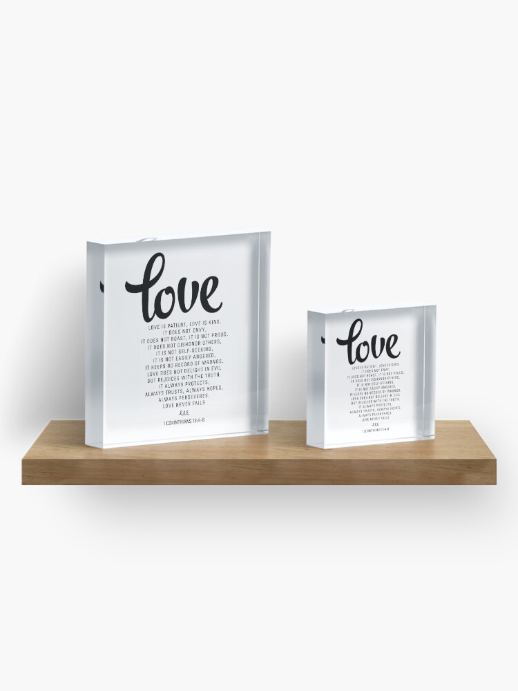 Thumbnail 4 of 5, Acrylic Block, Love is patient, Love is kind, 1 Corinthians 13:4-8 designed and sold by MentDesigns.