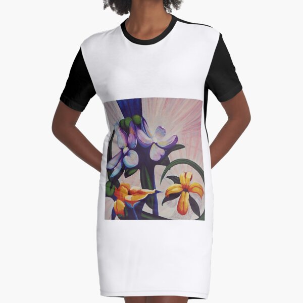 Flower Light Graphic T-Shirt Dress