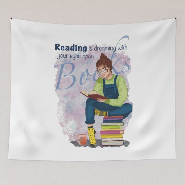 Item preview, Girl reading book portrait with an inspirational quote designed and sold by TrusteeDesign.