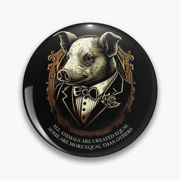 Item preview, Orwell - Animal Farm - Some Are More Equal - Block Print designed and sold by IfDesignGroup.