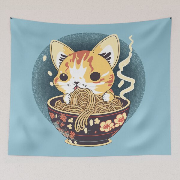 Item preview, cat eating spaghetti designed and sold by via-colab.
