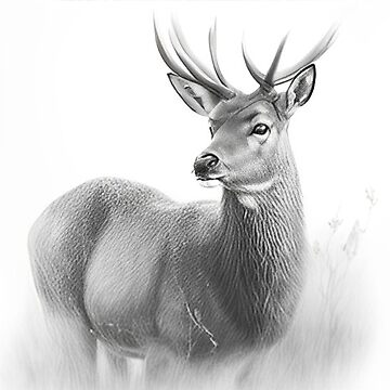 Realistic Drawing of Deer in Winter · Creative Fabrica