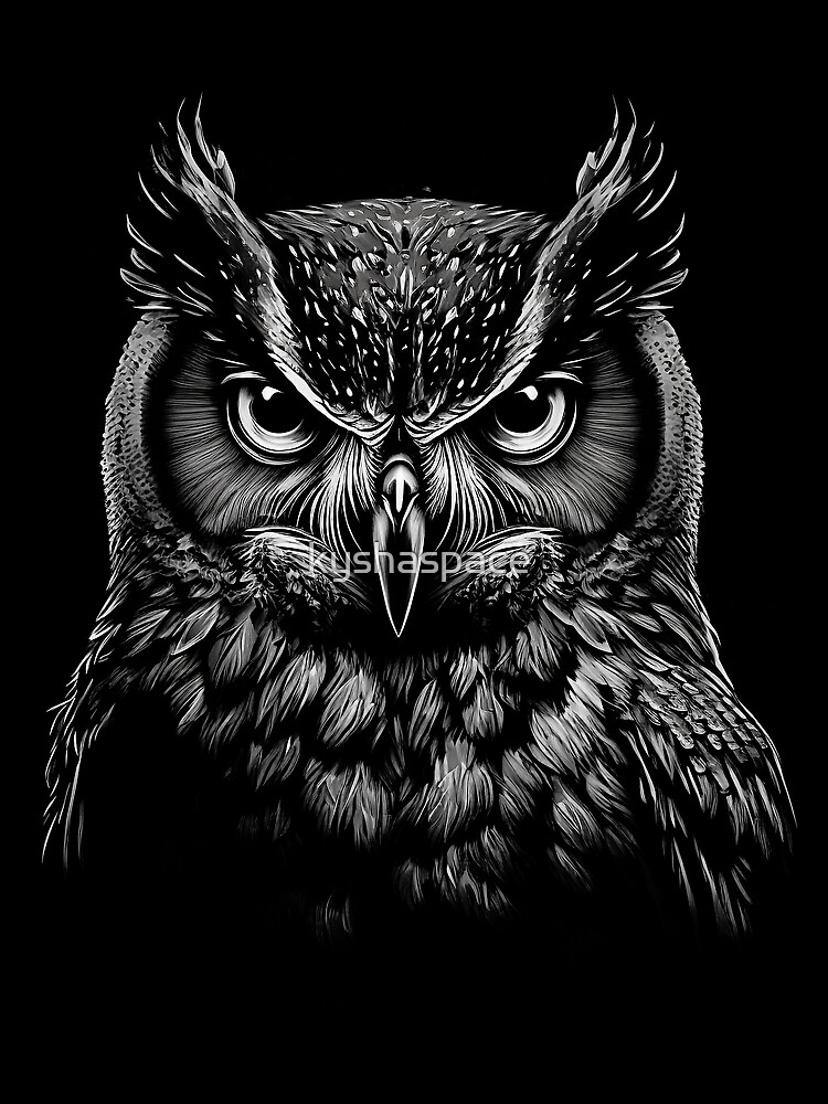 juste un hibou noir et blanc Poster