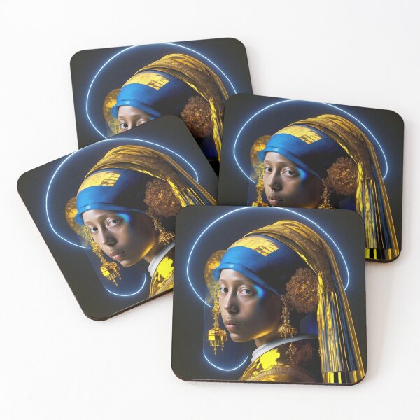 Item preview, A  portrait girl with golden earrings in neon designed and sold by osssoconcept.