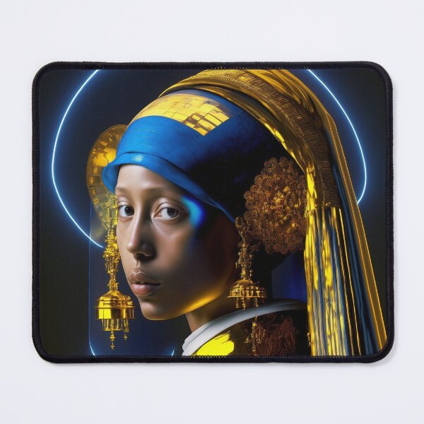 Item preview, A portrait girl with golden earrings in neon designed and sold by osssoconcept.