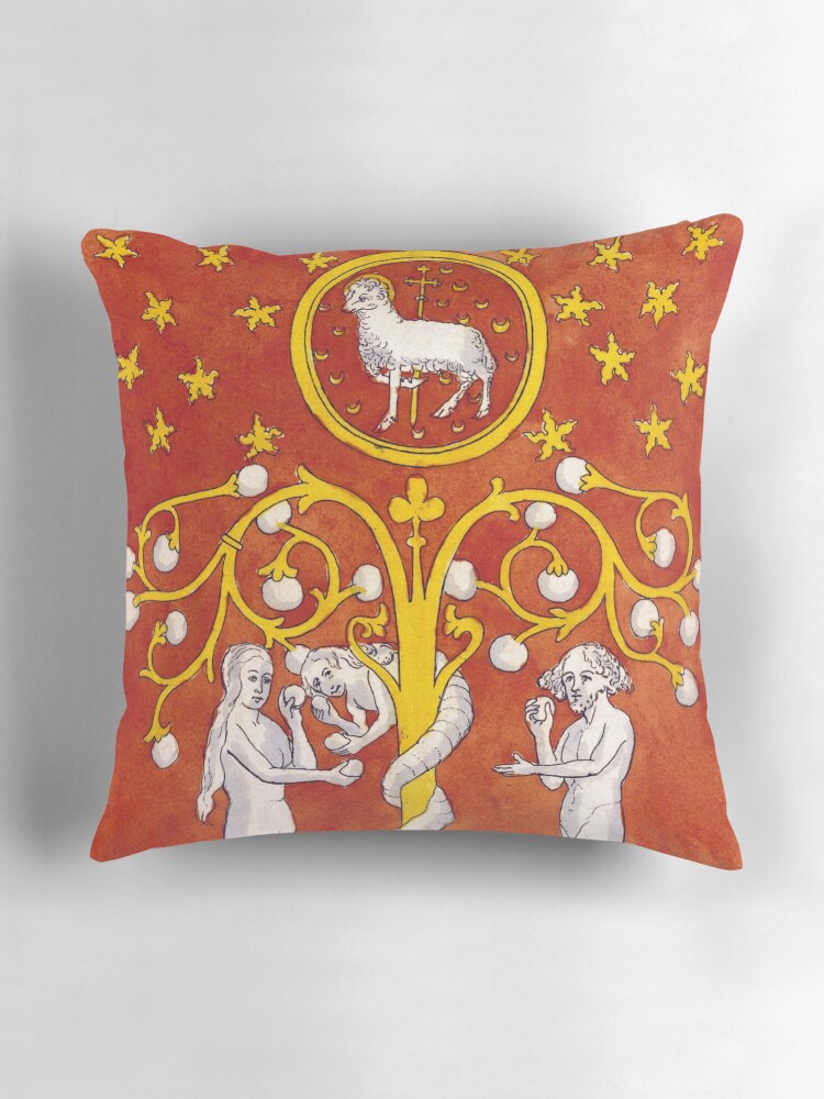 Medieval Illustration of Adam and Eve in the Garden of Eden Pillow for Sale by ScienceSource Redbubble