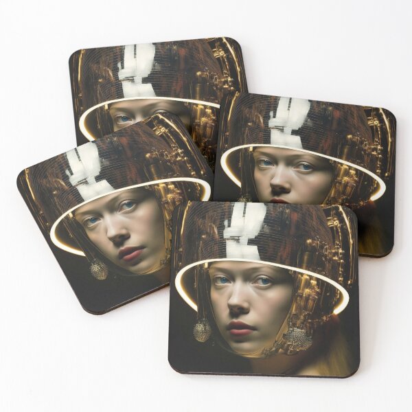 Item preview, A girl with cool golden helmet earrings  designed and sold by osssoconcept.